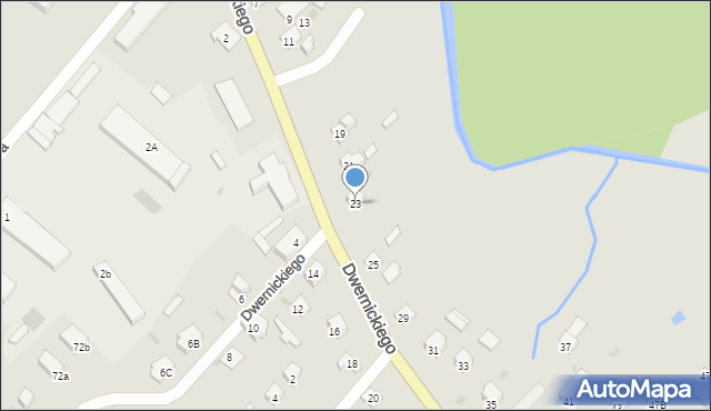 Ustrzyki Dolne, Dwernickiego Józefa, gen., 23, mapa Ustrzyki Dolne