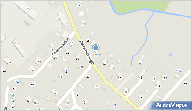 Ustrzyki Dolne, Dwernickiego Józefa, gen., 29, mapa Ustrzyki Dolne