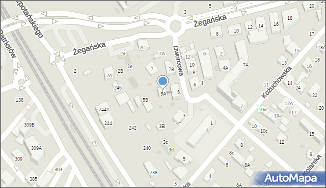 Warszawa, Dworcowa, 5A, mapa Warszawy