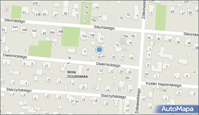 Warszawa, Dwernickiego Józefa, gen., 11, mapa Warszawy