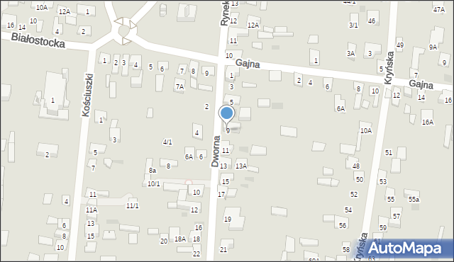 Wasilków, Dworna, 9, mapa Wasilków