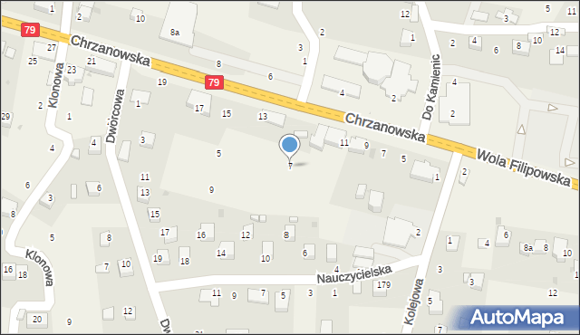 Wola Filipowska, Dworcowa, 7, mapa Wola Filipowska