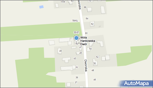 Wola Hankowska, Dworska, 51, mapa Wola Hankowska