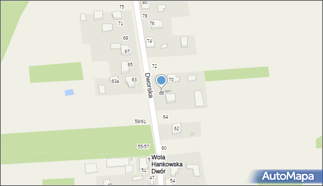 Wola Hankowska, Dworska, 66, mapa Wola Hankowska