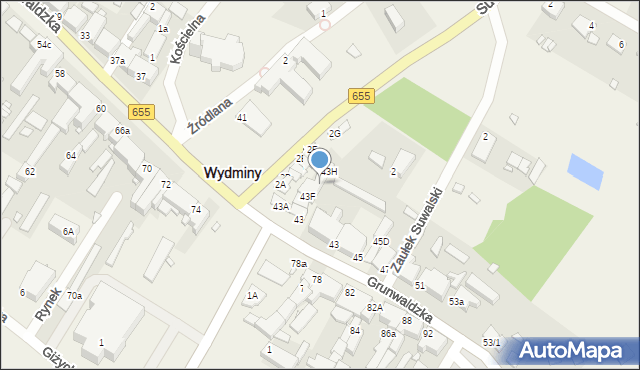 Wydminy, Dworcowa, 43G, mapa Wydminy