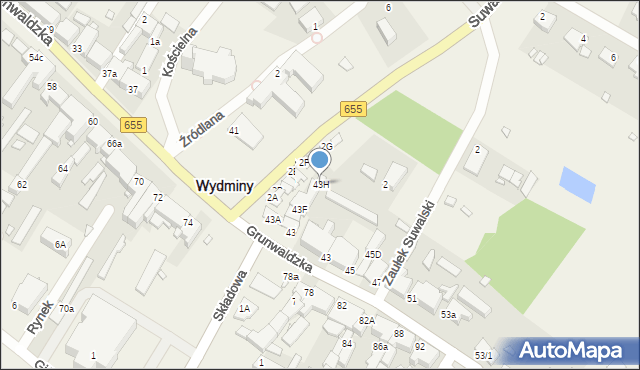 Wydminy, Dworcowa, 43H, mapa Wydminy