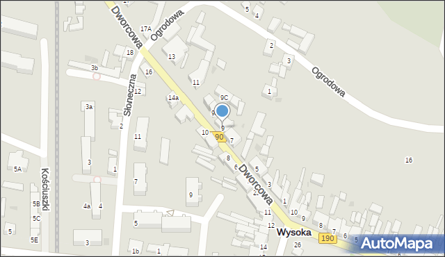 Wysoka, Dworcowa, 9, mapa Wysoka