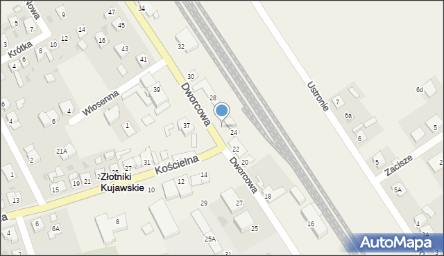 Złotniki Kujawskie, Dworcowa, 26A, mapa Złotniki Kujawskie