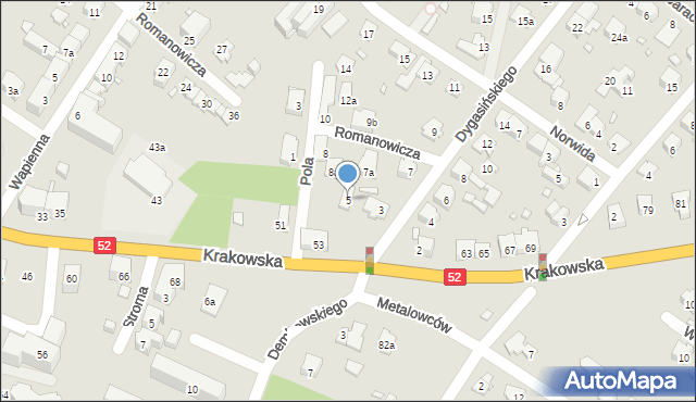 Bielsko-Biała, Dygasińskiego Adolfa, 5, mapa Bielsko-Białej