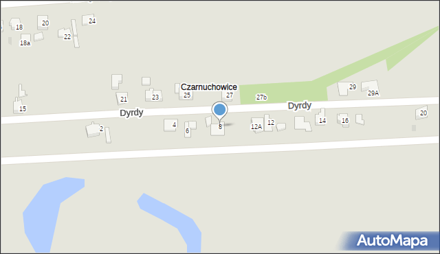 Bieruń, Dyrdy, 8, mapa Bieruń