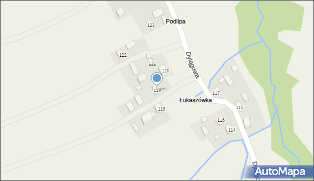 Dylągowa, Dylągowa, 119, mapa Dylągowa