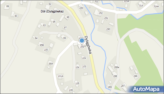 Dylągówka, Dylągówka, 101, mapa Dylągówka