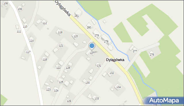 Dylągówka, Dylągówka, 127, mapa Dylągówka