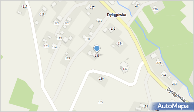 Dylągówka, Dylągówka, 133, mapa Dylągówka