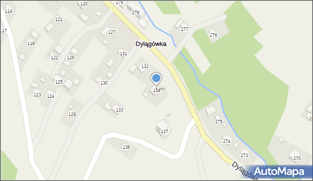 Dylągówka, Dylągówka, 134, mapa Dylągówka