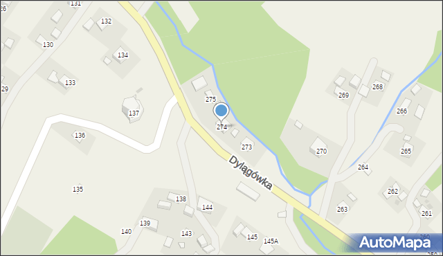 Dylągówka, Dylągówka, 274, mapa Dylągówka