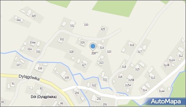 Dylągówka, Dylągówka, 326, mapa Dylągówka