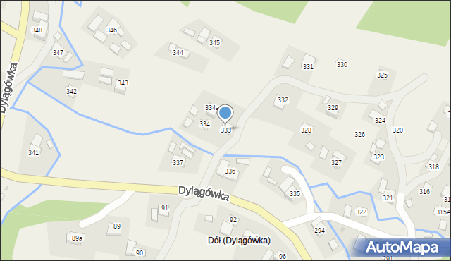 Dylągówka, Dylągówka, 333, mapa Dylągówka