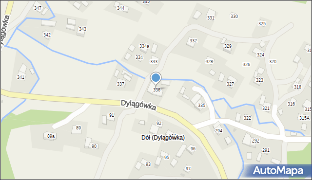 Dylągówka, Dylągówka, 336, mapa Dylągówka