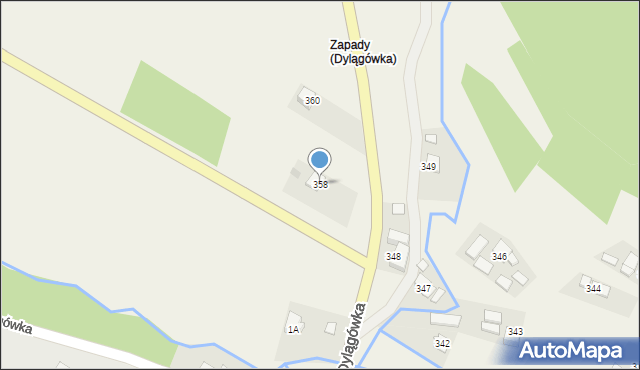 Dylągówka, Dylągówka, 358, mapa Dylągówka