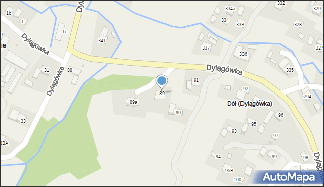 Dylągówka, Dylągówka, 89, mapa Dylągówka