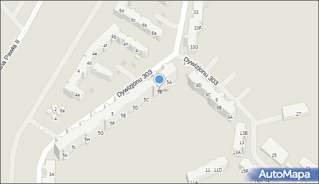 Gdańsk, Dywizjonu 303, 5B, mapa Gdańska