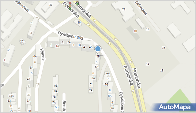 Gorzów Wielkopolski, Dywizjonu 303, 5B, mapa Gorzów Wielkopolski