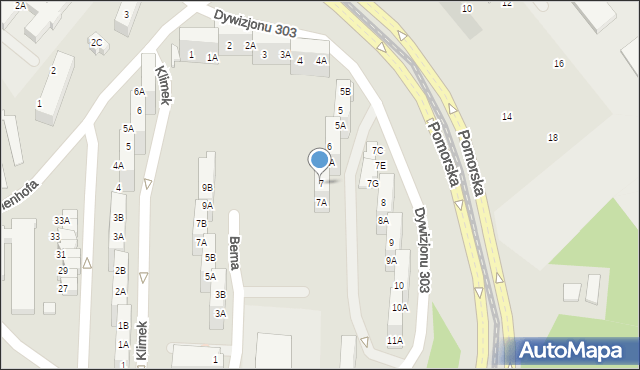 Gorzów Wielkopolski, Dywizjonu 303, 7, mapa Gorzów Wielkopolski