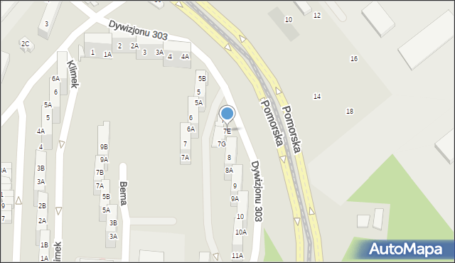 Gorzów Wielkopolski, Dywizjonu 303, 7E, mapa Gorzów Wielkopolski