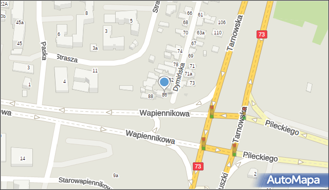 Kielce, Dymińska, 86, mapa Kielc