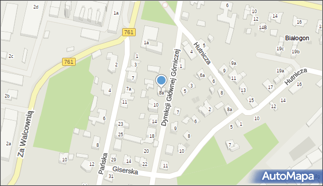 Kielce, Dyrekcji Głównej Górniczej, 8a, mapa Kielc