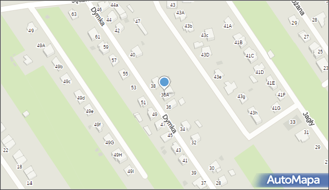 Knurów, Dymka Jana, 36A, mapa Knurów