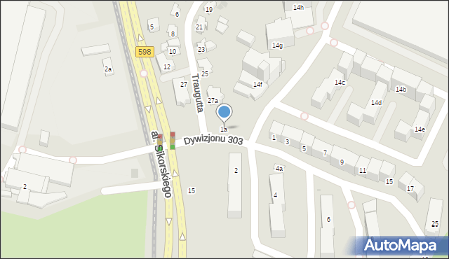 Olsztyn, Dywizjonu 303, 1a, mapa Olsztyna