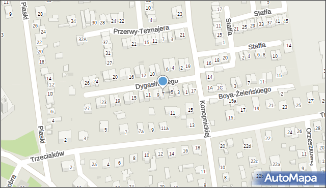 Ostrowiec Świętokrzyski, Dygasińskiego Adolfa, 7, mapa Ostrowiec Świętokrzyski