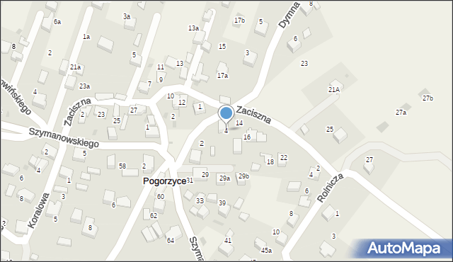 Pogorzyce, Dymna, 4, mapa Pogorzyce