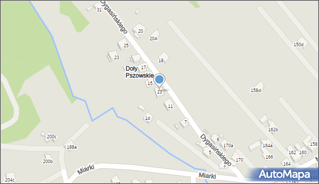 Pszów, Dygasińskiego Adolfa, 13, mapa Pszów