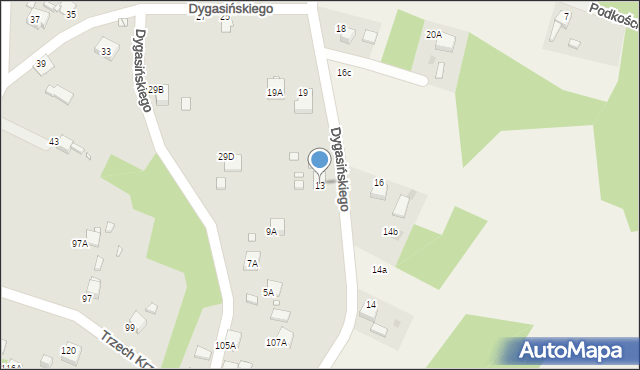 Rybnik, Dygasińskiego Adolfa, 13, mapa Rybnika