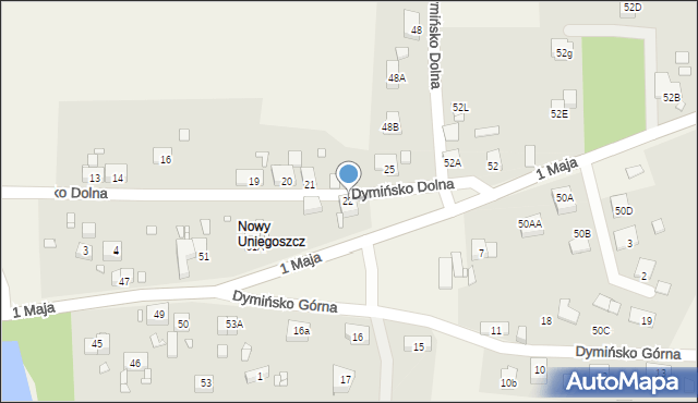 Uniegoszcz, Dymińsko Dolna, 22, mapa Uniegoszcz