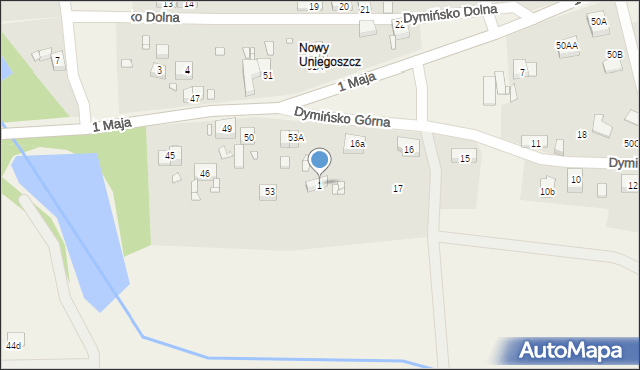 Uniegoszcz, Dymińsko Górna, 1, mapa Uniegoszcz