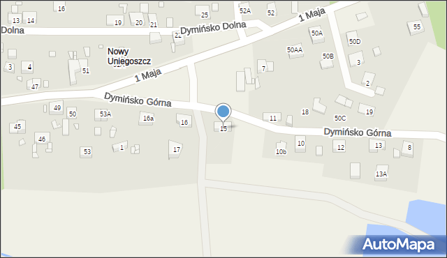 Uniegoszcz, Dymińsko Górna, 15, mapa Uniegoszcz