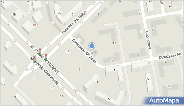 Warszawa, Dywizjonu AK Jeleń, 10, mapa Warszawy