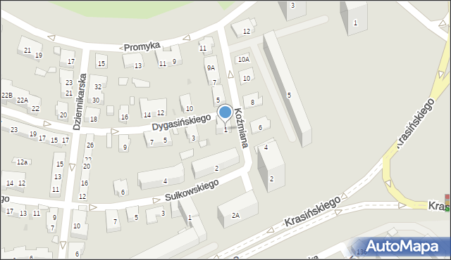 Warszawa, Dygasińskiego Adolfa, 1, mapa Warszawy