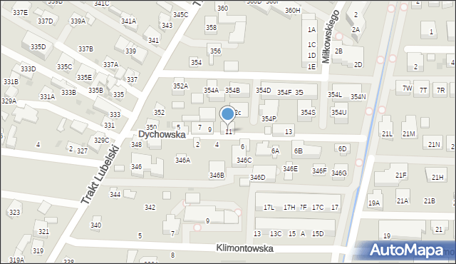 Warszawa, Dychowska, 11, mapa Warszawy