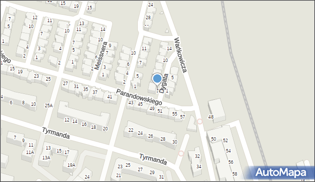 Wrocław, Dygata Stanisława, 2, mapa Wrocławia