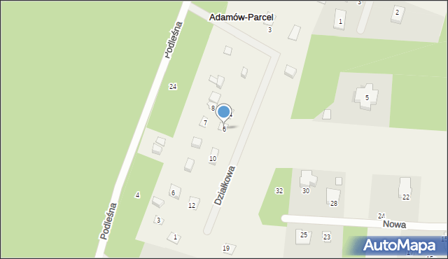 Adamów-Parcel, Działkowa, 6, mapa Adamów-Parcel