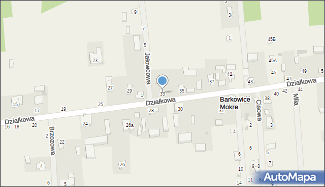 Barkowice Mokre, Działkowa, 33, mapa Barkowice Mokre