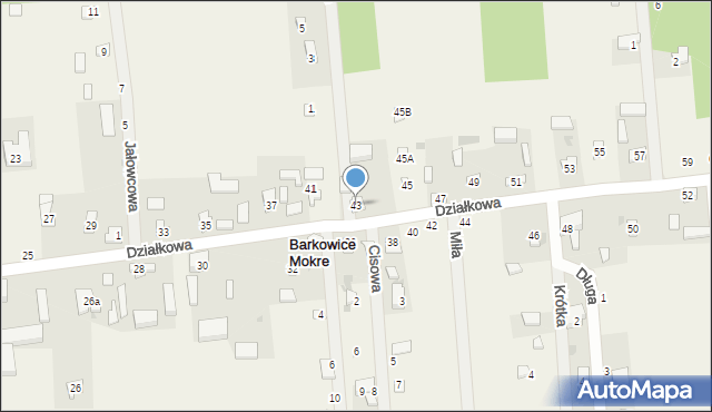 Barkowice Mokre, Działkowa, 43, mapa Barkowice Mokre