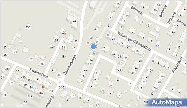 Biała Podlaska, Dziedzickiego Mikołaja, 18, mapa Białej Podlaskiej