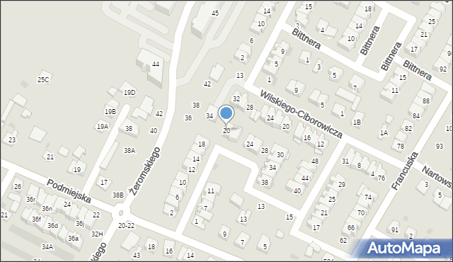 Biała Podlaska, Dziedzickiego Mikołaja, 20, mapa Białej Podlaskiej