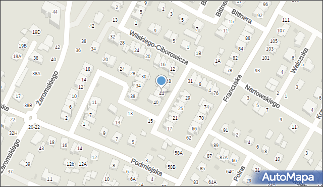 Biała Podlaska, Dziedzickiego Mikołaja, 44, mapa Białej Podlaskiej